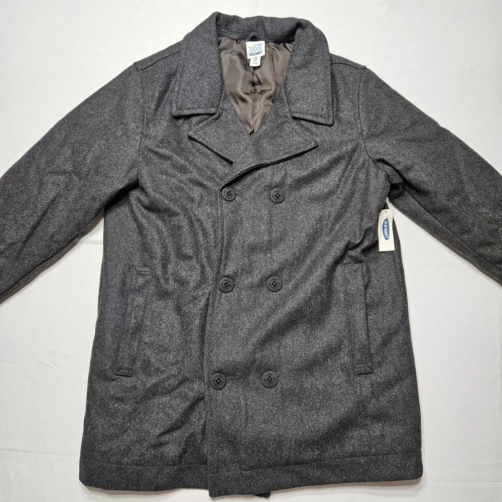 Old Navy Kids Double-Breasted Wool-Blend‎ Peacoat - Charcoal